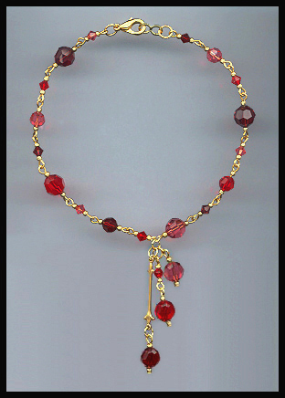 Shades of Red Crystal Drops Anklet