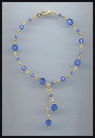 Sapphire Blue Crystal Drop Anklet