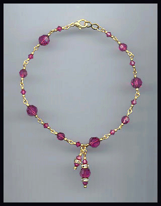 Fuchsia Pink Crystal Anklet