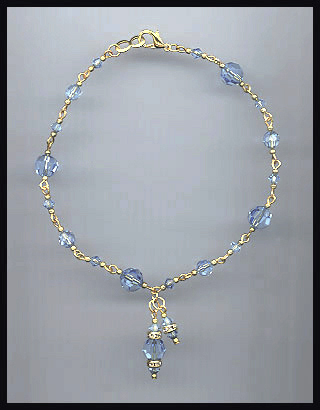 Light Blue Swarovski Crystal Anklet