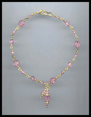 Light Pink Swarovski Crystal Anklet