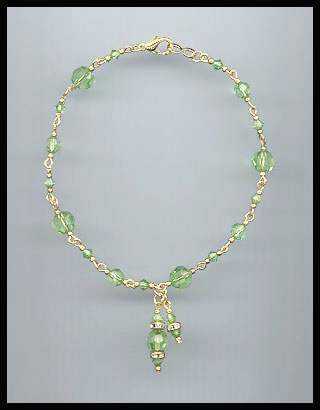 Peridot Green Crystal Anklet