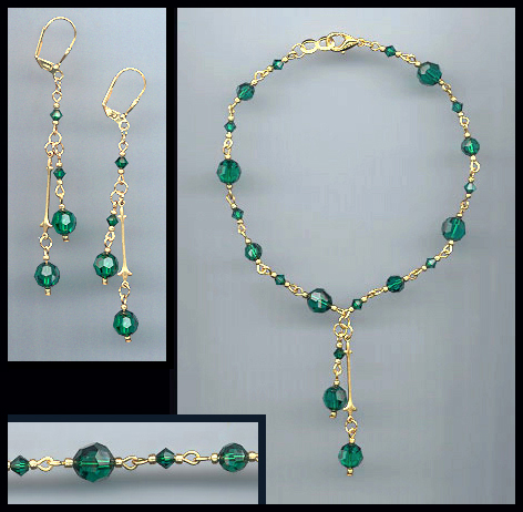 Swarovski Emerald Green Crystal Anklet Set