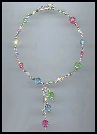 Shades of Spring Crystal  Drop Anklet