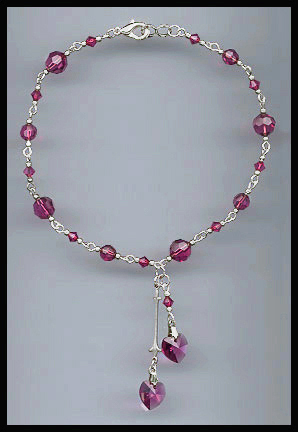 Fuchsia Pink Heart Anklet