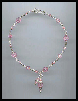 Swarovski Light Pink Crystal Anklet