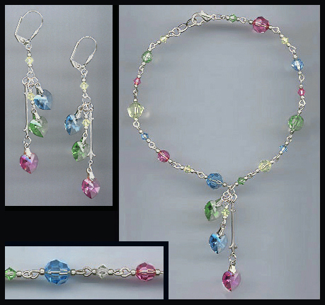 Shades of Spring Crystal Heart Anklet