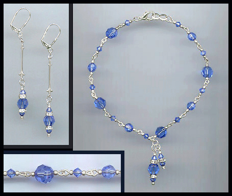 Sapphire Blue Crystal Anklet Set