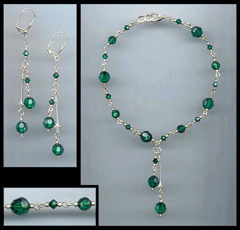 Swarovski Emerald Green Crystal Anklet Set
