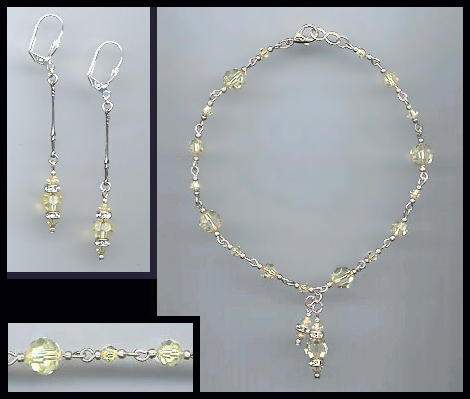 Jonquil Yellow Crystal  Drop Anklet Set