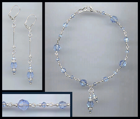 Swarovski Light Blue Crystal Anklet Set