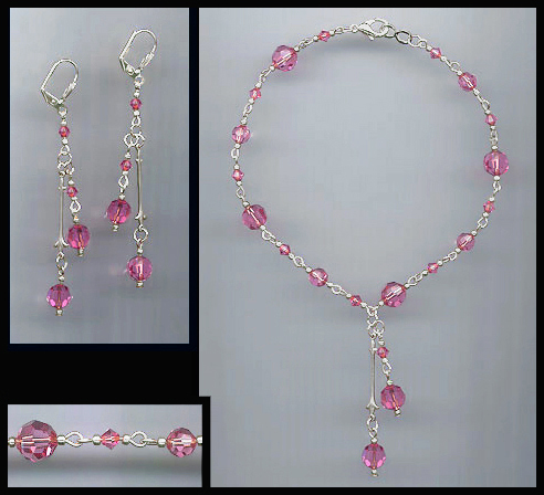 Swarovski Rose Pink Crystal Anklet Set
