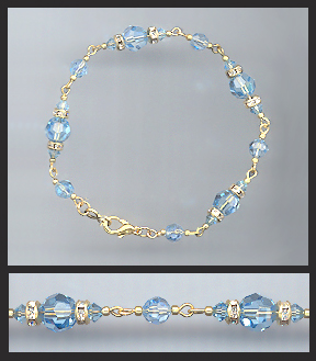 Aquamarine Crystal and Rhinestone Bracelet