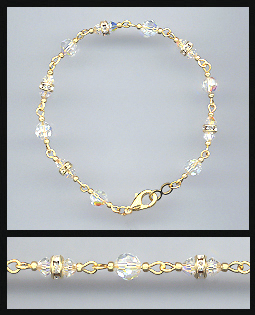 Gold Aurora Borealis Crystal and Rondelles Bracelet