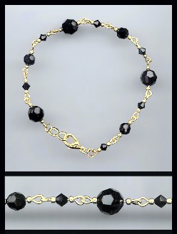 Gold Jet Black Crystal Bracelet