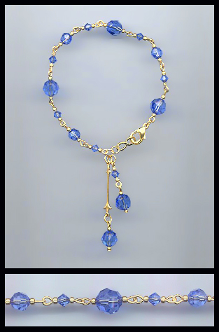 Gold Swarovski Sapphire Blue Crystal Bracelet