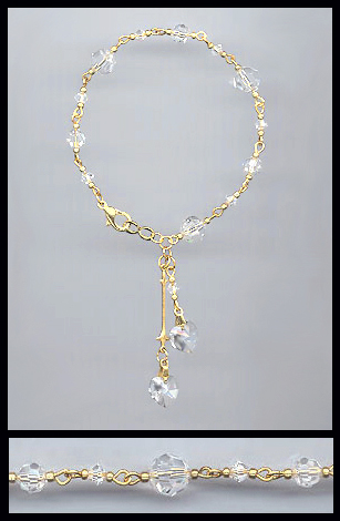 Gold Clear Crystal Heart Bracelet