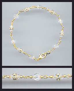 Gold Clear Crystal Rondelle Bracelet