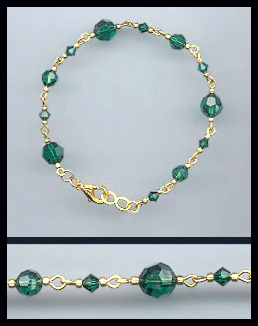 Gold Emerald Green Crystal Bracelet