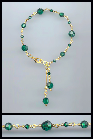 Gold Emerald Green Swarovski Crystal Bracelet