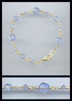 Gold Light Blue Crystal Bracelet