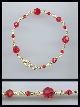 Hand-Linked Cherry Red Crystal Anklet