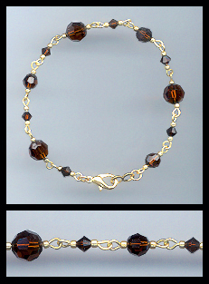Gold Mocca Brown Crystal Bracelet