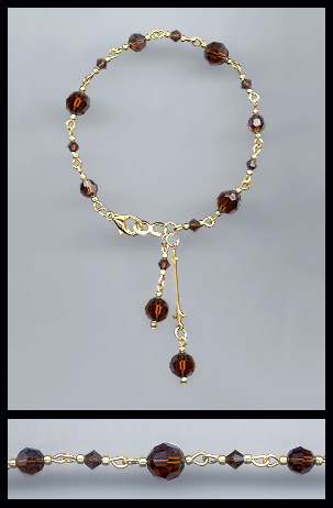Gold Swarovski Mocca Brown Crystal Bracelet