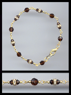Gold Mocca Brown Crystal Rondelle Bracelet