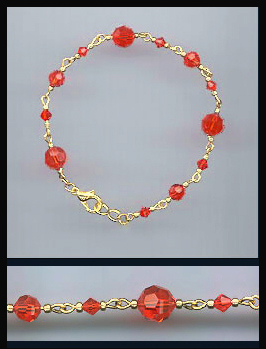 Gold Hyacinth Orange Crystal Bracelet