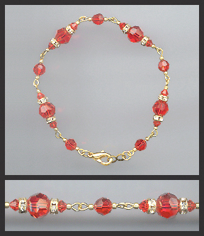 Gold Hyacinth Orange Crystal Rondelle Bracelet Earrings Set