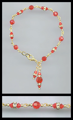 Gold Hyacinth Orange Swarovski Charm Bracelet