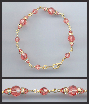 Coral Sunset Crystal and Rhinestone Anklet