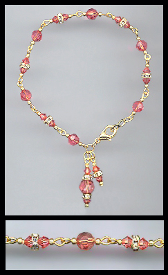 Gold Padparadscha Rondelle Charm Anklet