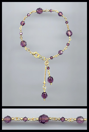 Gold Amethyst Purple Swarovski Crystal Bracelet