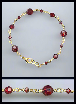 Gold Ruby Red Crystal Bracelet