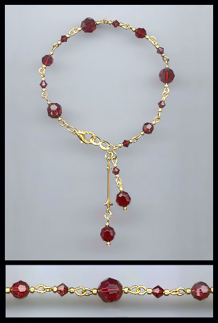 Gold Ruby Red Swarovski Crystal Bracelet