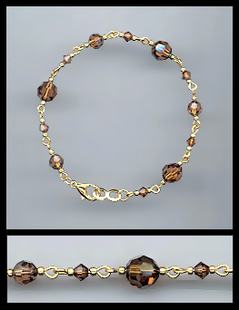 Gold Coffee Brown Crystal Bracelet
