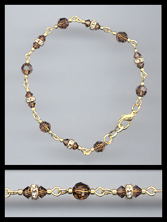 Gold Coffee Brown Crystal and Rondelles Bracelet