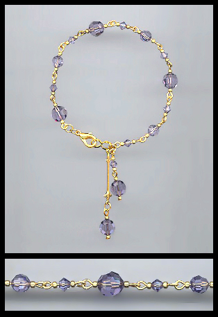 Gold Tanzanite Purple Swarovski Crystal Bracelet
