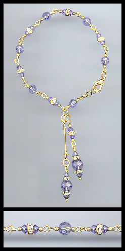 Gold Swarovski Tanzanite Purple Rondelle Bracelet