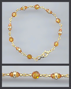 Gold Amber Topaz Crystal and Rondelles Bracelet