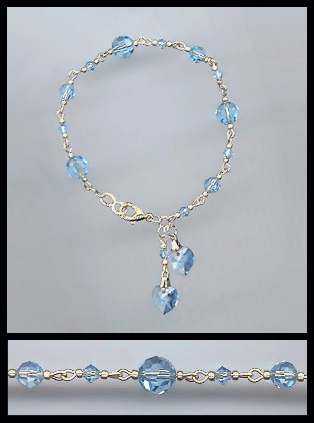 Swarovski Aquamarine Heart Charm Bracelet