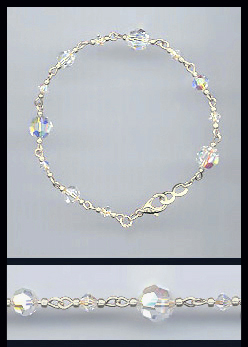 Hand-Linked Silver Aurora Borealis Crystal Bracelet