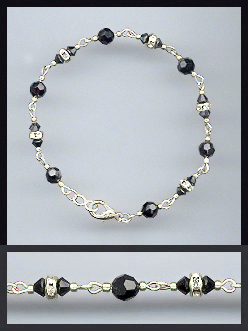 Silver Aquamarine Crystal and Rondelles Bracelet