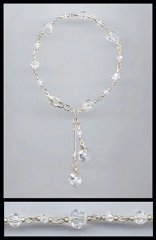 Silver Aquamarine Double Heart Bracelet