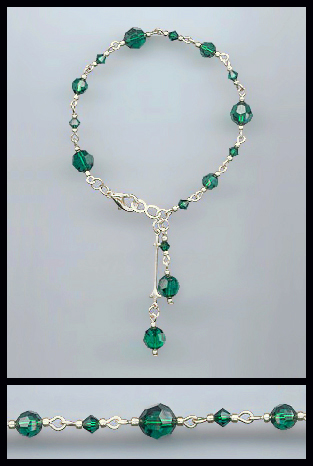Silver Emerald Green Crystal Bracelet