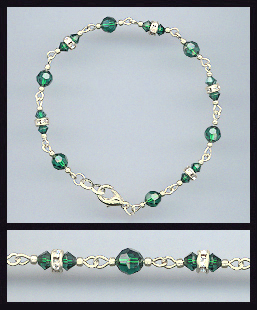 Delicate Emerald Green Crystal Bracelet