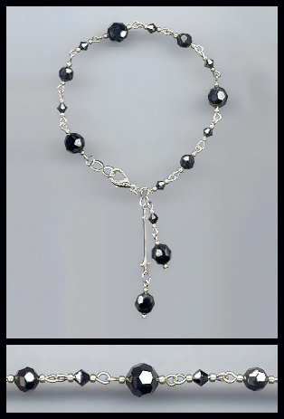 Silver Swarovski Hematite Crystal Bracelet