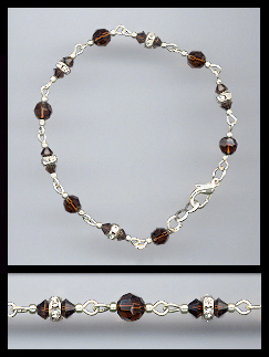 Delicate Mocca Brown Crystal Bracelet
